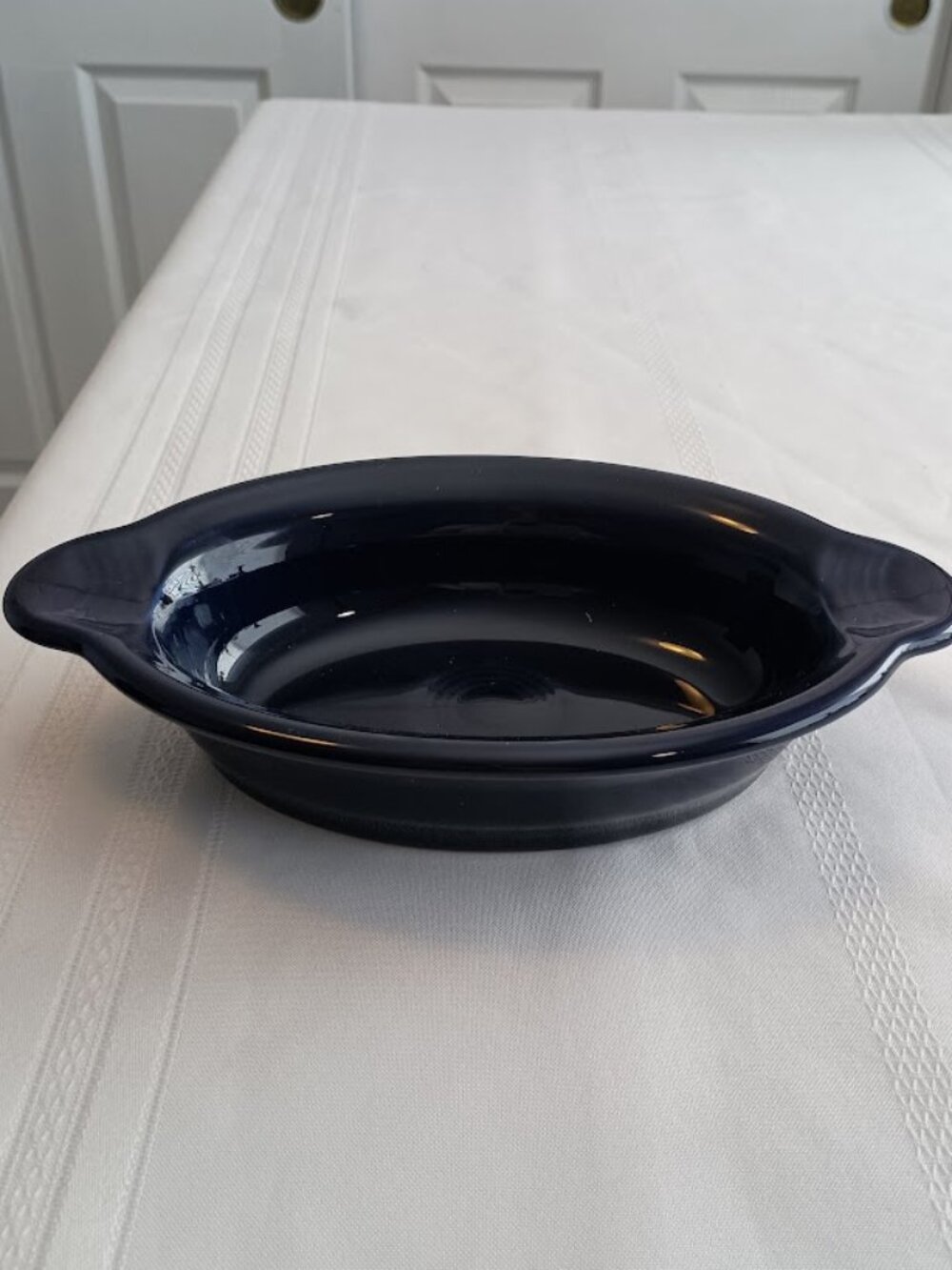 Vintage Cobalt Blue Ceramic Baking Dish with Handles